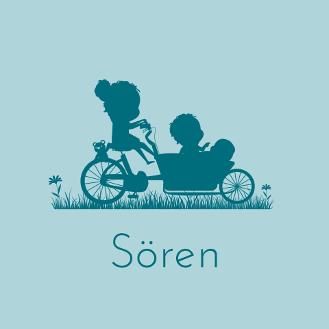 Geboortekaart jongen met bakfiets voor 3e kindje zus en broertje