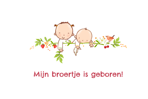 Geboortekaartje 2e kindje getekend
