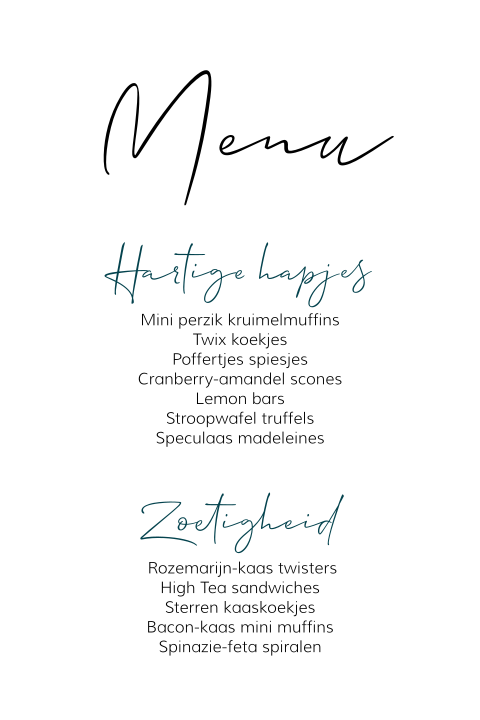 Menukaart voor een feestje