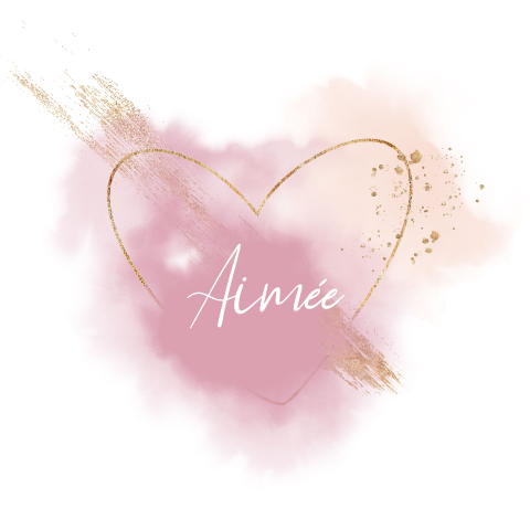 Geboortekaartje roze watercolor hart meisje
