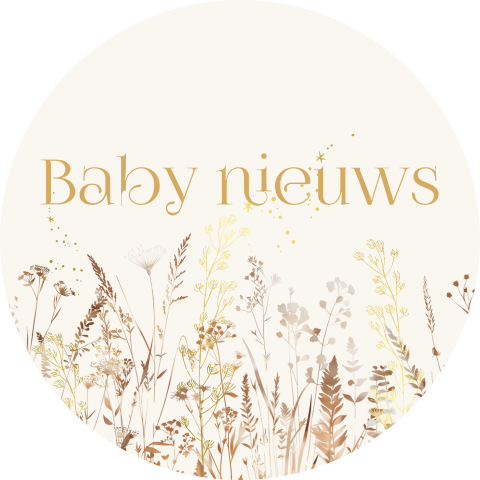 Beige sluitsticker met bloemen