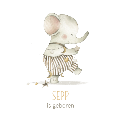 Raamsticker voor de geboorte met olifantje