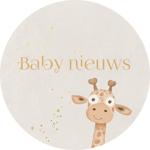 Beige sluitsticker met giraffe
