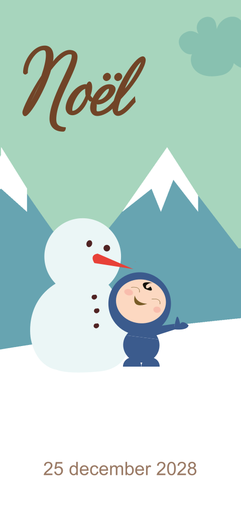 Geboortekaartje baby sneeuwpop sneeuw winter
