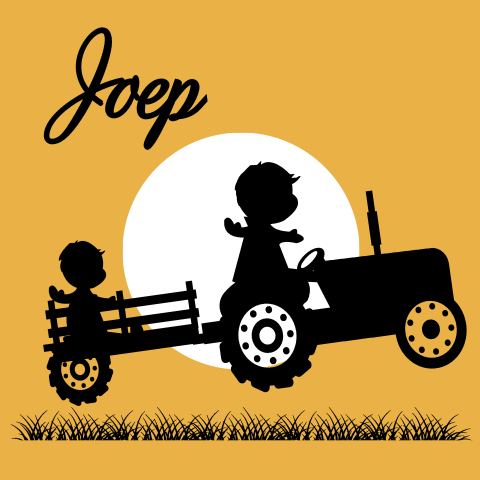 Geboortekaartje silhouet broertje broer tractor jongen