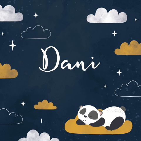 Geboortekaartje wolken en sterren met panda geel