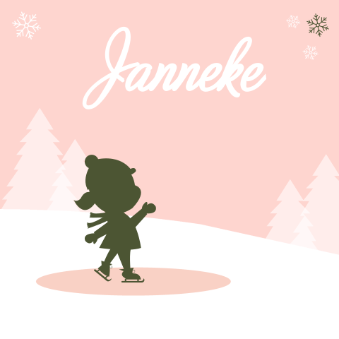 Geboortekaartje meisje silhouet schaatsen
