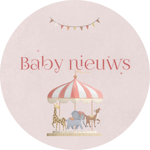Lichtroze sluitsticker met een draaimolen