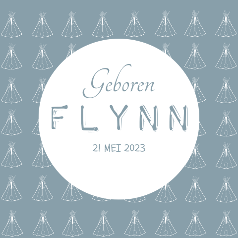 Hip geboortekaartje jongen met tipi tent