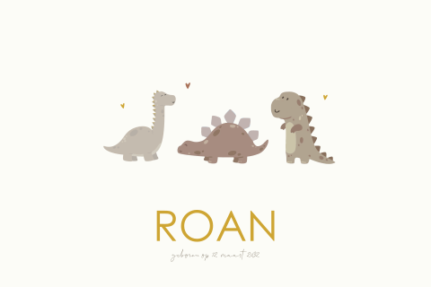 Geboortekaartje dinos op een rijtje