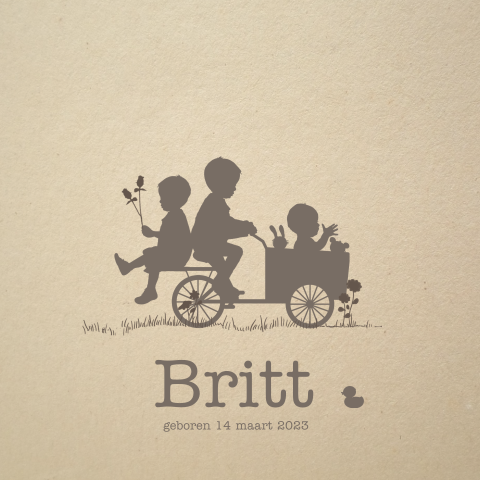 Geboortekaartje bakfiets 3e kindje meisje