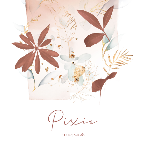 Modern watercolor geboortekaartje met bloemen