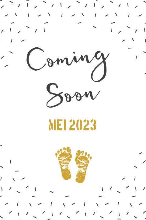 Zwangerschapsaankondiging kaart met baby voetjes coming soon
