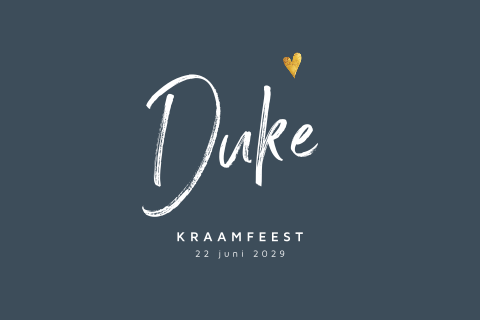 Kraamfeest uitnodiging blauw stoer met hartje