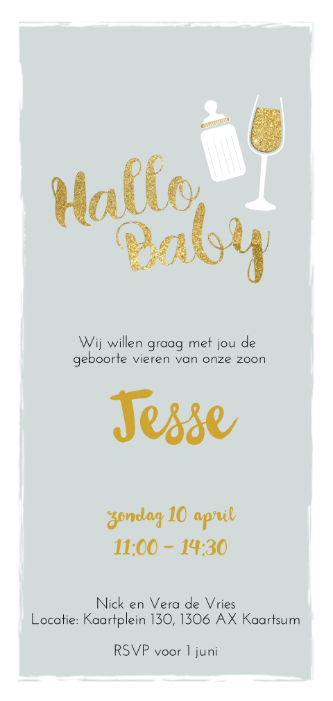 Hello baby uitnodiging kraamfeest jongen