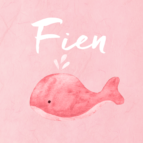 Lief getekend geboortekaartje meisje met walvis