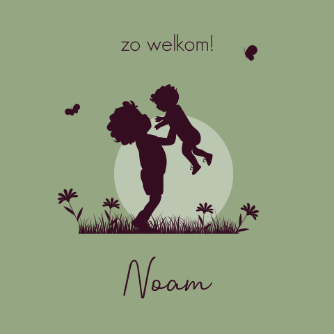 Geboortekaartje broertjes silhouette