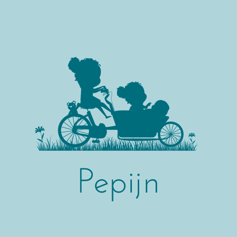 Geboortekaartje jongen met bakfiets zusjes broertje silhouet