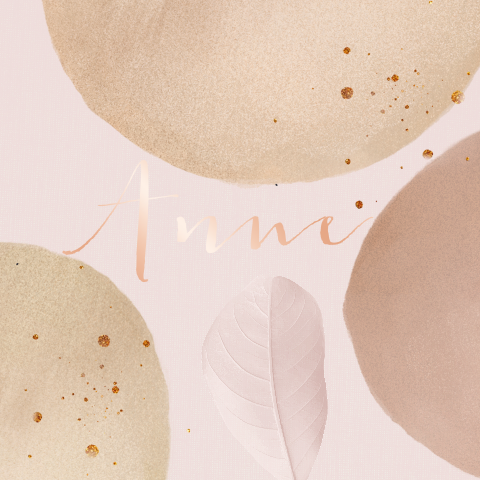 Geboortekaartje meisje aquarel zacht roze en beige