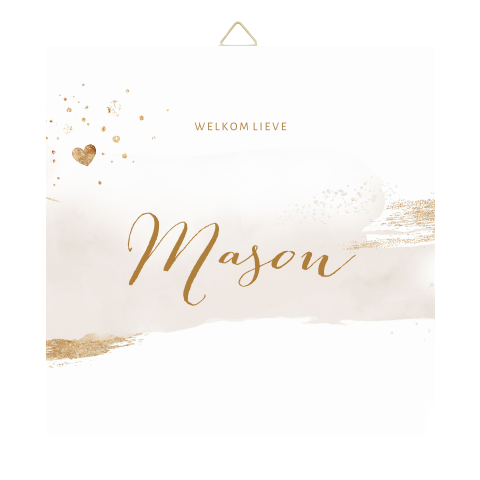 Tegeltje met beige watercolor en goud kleur