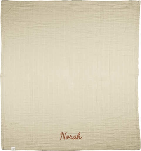 Hydrofiele doek met geborduurde naam in beige