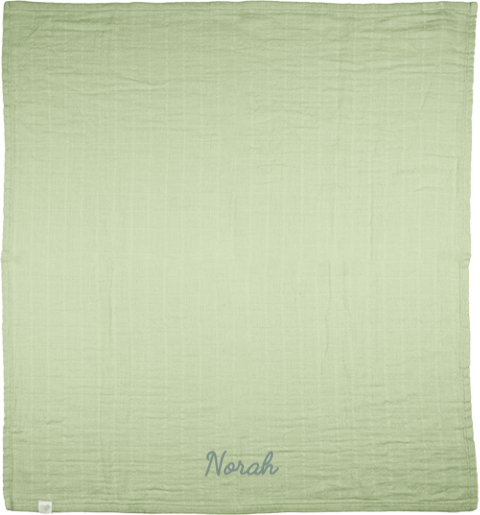 Hydrofiele doek met geborduurde naam in groen
