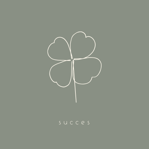 Wenskaart succes klavertje vier one line art