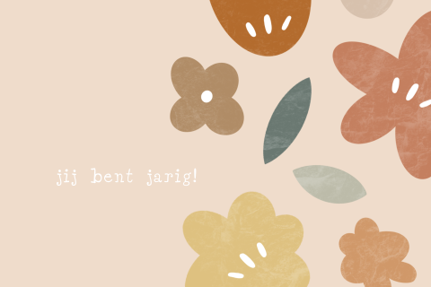 Wenskaart jarig bloemen