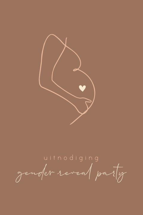 Uitnodiging gender reveal party one line art
