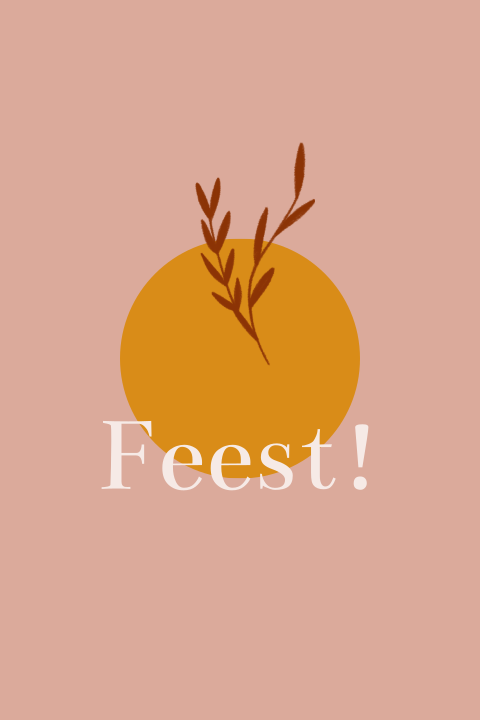 Uitnodiging voor een kraamfeest met cirkel en takjes