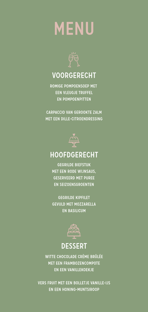 Aanpasbare menukaarten voor op de bruiloft - Colourful Joy