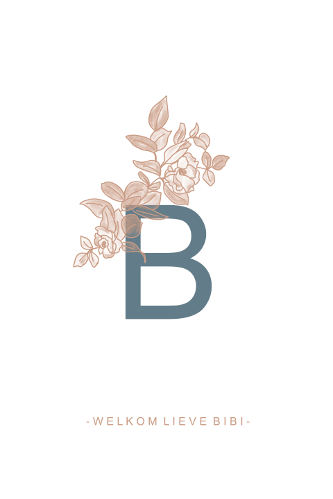 Geboortekaartje Initialen bloem