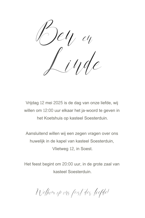 Trouwkaart eenvoud zwart folie