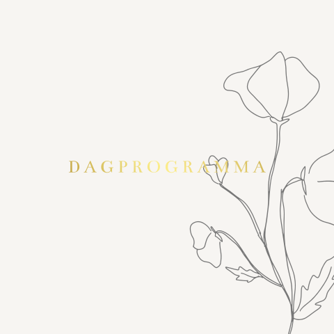 Dagrogramma kaart bloem lijntekening goudfolie