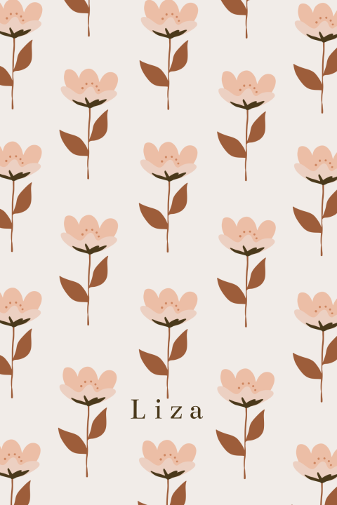 Geboortekaartje Retro bloemen roze