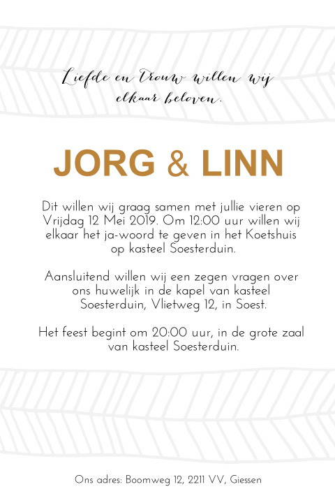 Trouwkaart lijnen