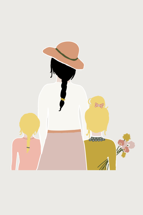 Wenskaart Mommy and us donker en blond