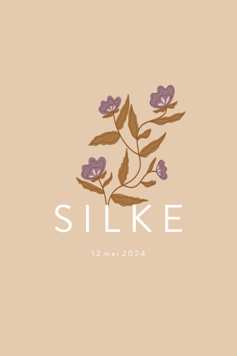 Geboortekaartje bloemen lila