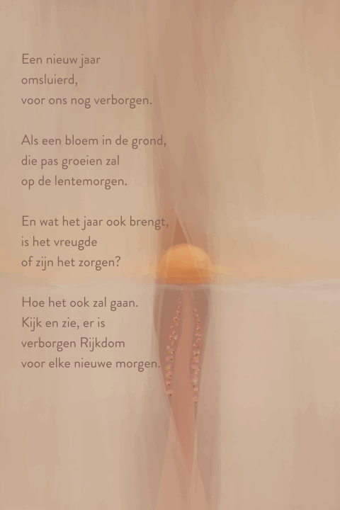 Poster met gedicht en een geschilderde zon