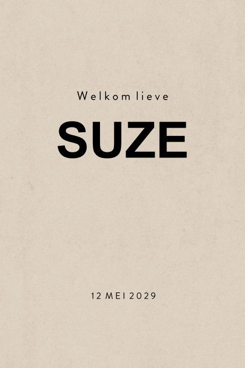 Geboortekaartje kraft typografie