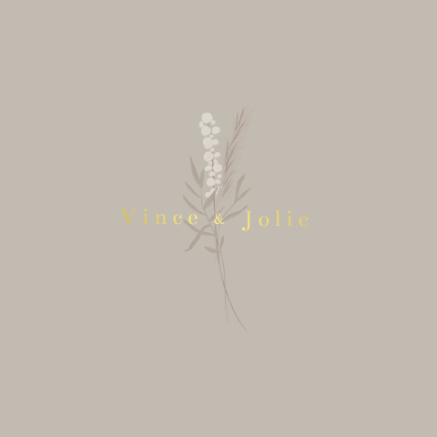 Trouwkaart droogbloemen naturel goudfolie Huis van Mijn