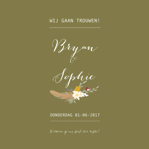 Trouwkaart dubbbel Bohemian Indian Summer