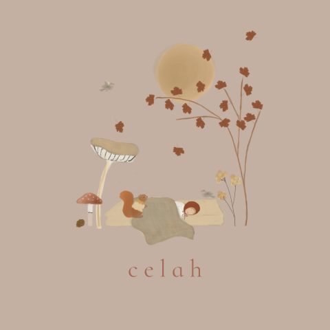 Geboortekaartje sprookjes baby herfst tekening