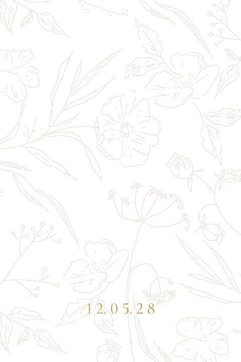 Trouwkaart voorkant bloemen lijn kalkpapier