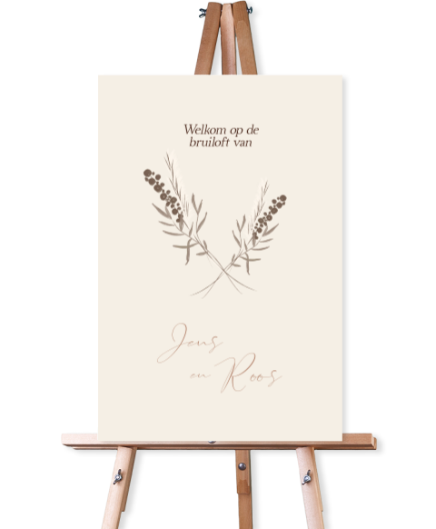 Welkomsbord bruiloft boho bloemen