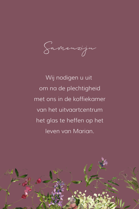 Extra kaartje voor samenzijn met aquarel veldbloemen