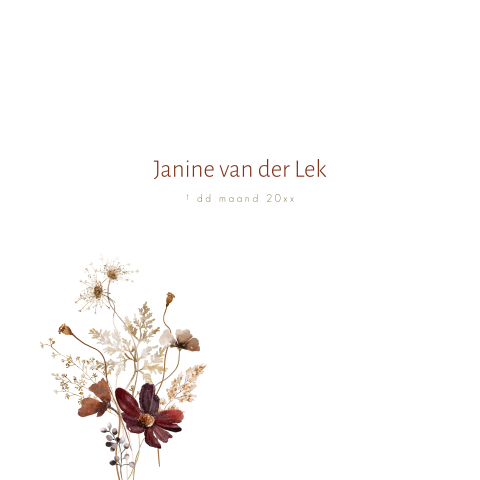 Rouwkaart vierkant veldbloemen aardetinten