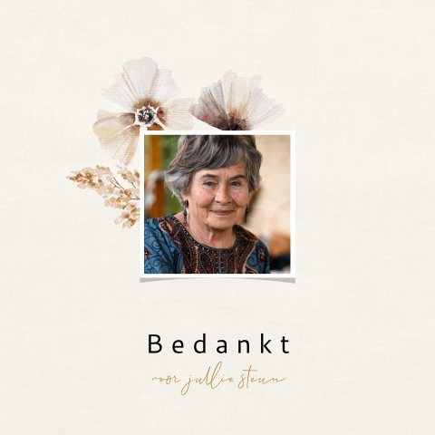 Bedankkaart met eigen foto en veldbloemen