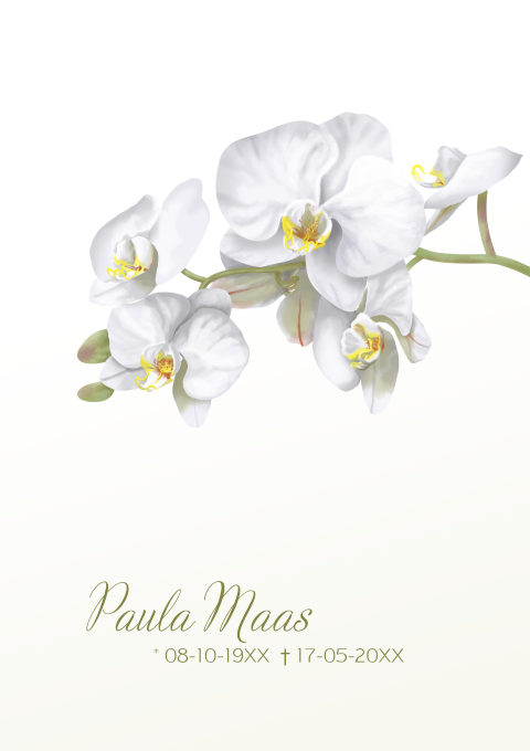 Klassieke rouwbrief met orchidee