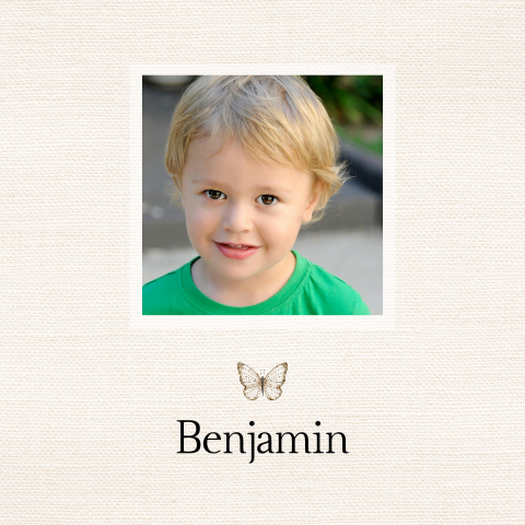 Tegeltje herinnering rouw kind baby foto bruine vlinder